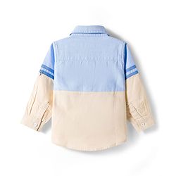 Babyhug Cotton Woven Full Sleeve Colour Block Solid Shirt- Blue & Beige