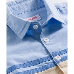 Babyhug Cotton Woven Full Sleeve Colour Block Solid Shirt- Blue & Beige