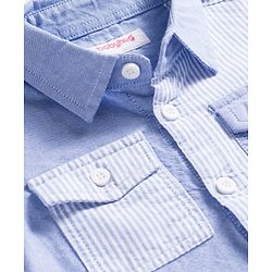 Babyhug Cotton Woven Full  Sleeve Cut & Sew Two-Tone Solid & Striped Shirt - Blue