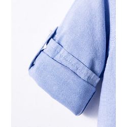 Babyhug Cotton Woven Full  Sleeve Cut & Sew Two-Tone Solid & Striped Shirt - Blue