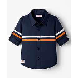 Babyhug Cotton Woven Full Sleeves Solid Colour Shirt - Navy Blue