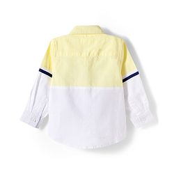 Babyhug Cotton Woven Full Sleeve  Cut & Sew Solid Colour Shirt - Yellow & White