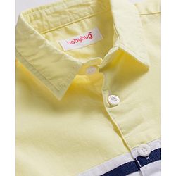 Babyhug Cotton Woven Full Sleeve  Cut & Sew Solid Colour Shirt - Yellow & White
