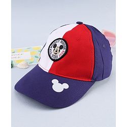 Babyhug Disney Cotton Woven Summer Cap with Mickey Mouse Graphic Multicolor - Diameter 16 cm