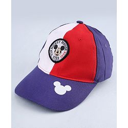Babyhug Disney Cotton Woven Summer Cap with Mickey Mouse Graphic Multicolor - Diameter 16 cm