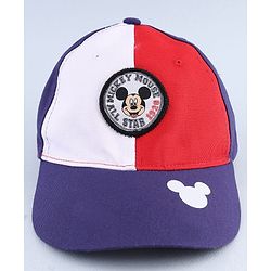 Babyhug Disney Cotton Woven Summer Cap with Mickey Mouse Graphic Multicolor - Diameter 16 cm