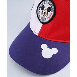 Babyhug Disney Cotton Woven Summer Cap with Mickey Mouse Graphic Multicolor - Diameter 16 cm