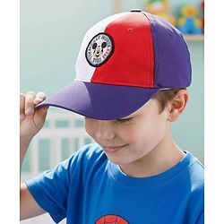 Babyhug Disney Cotton Woven Summer Cap with Mickey Mouse Graphic Multicolor - Diameter 16 cm