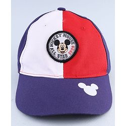 Babyhug Disney Cotton Woven Summer Cap with Mickey Mouse Graphic Multicolor - Diameter 16 cm