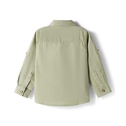 Babyhug Cotton Woven Full Sleeves Cut & Sew Solid Shirt with Text Embroidery -Green