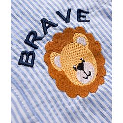 Babyhug Cotton Woven Full Sleeves Striped Shirt With Lion Patch - Blue