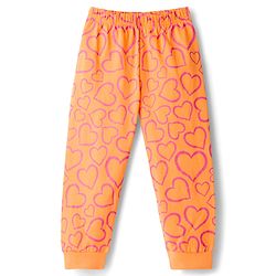 Babyhug Knit Full Sleeves Co-ords Night Suit With Heart Print - Orange