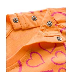 Babyhug Knit Full Sleeves Co-ords Night Suit With Heart Print - Orange