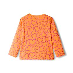 Babyhug Knit Full Sleeves Co-ords Night Suit With Heart Print - Orange