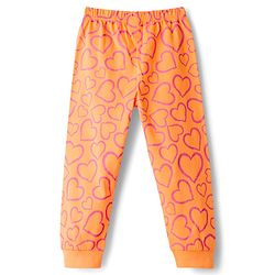 Babyhug Knit Full Sleeves Co-ords Night Suit With Heart Print - Orange