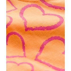 Babyhug Knit Full Sleeves Co-ords Night Suit With Heart Print - Orange