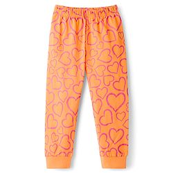 Babyhug Knit Full Sleeves Co-ords Night Suit With Heart Print - Orange