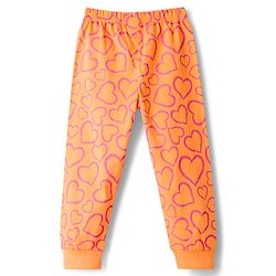 Babyhug Knit Full Sleeves Co-ords Night Suit With Heart Print - Orange