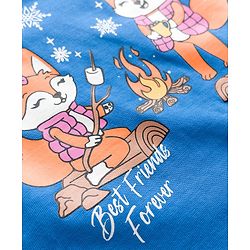 Babyhug Cotton Knit Full Sleeves Night Suit With Fox Print - Blue