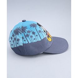 Babyhug Disney Cotton Woven Summer Cap With Mickey Mouse Graphics Navy Blue - Diameter 18 cm