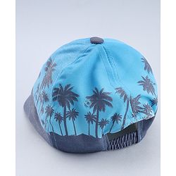Babyhug Disney Cotton Woven Summer Cap With Mickey Mouse Graphics Navy Blue - Diameter 18 cm