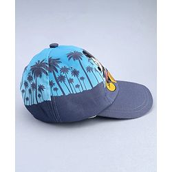 Babyhug Disney Cotton Woven Summer Cap With Mickey Mouse Graphics Navy Blue - Diameter 18 cm