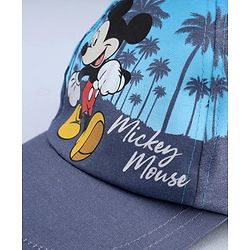 Babyhug Disney Cotton Woven Summer Cap With Mickey Mouse Graphics Navy Blue - Diameter 18 cm