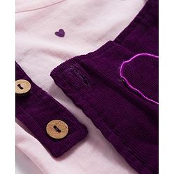 Babyhug Cotton Woven Frock with Full Sleeves Tee & Heart Print - Purple