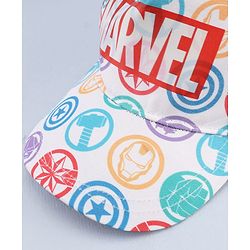 Babyhug Marvel Cotton Woven Summer Cap with Avengers Graphic White - Diameter 19 cm