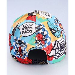 Babyhug Marvel Cotton Woven Summer Cap With Spider-Man Print Multicolor - Diameter 12 cm