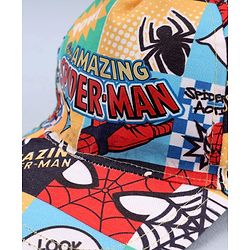 Babyhug Marvel Cotton Woven Summer Cap With Spider-Man Print Multicolor - Diameter 12 cm