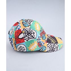 Babyhug Marvel Cotton Woven Summer Cap With Spider-Man Print Multicolor - Diameter 13 cm