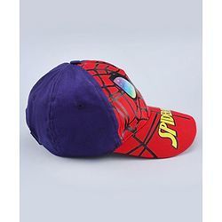 Babyhug Marvel Cotton Woven Summer Cap with Spiderman Graphic Multicolor - Diameter 16 cm