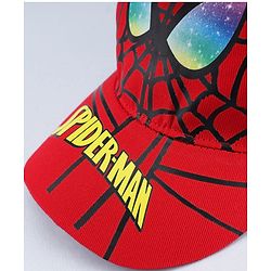 Babyhug Marvel Cotton Woven Summer Cap with Spiderman Graphic Multicolor - Diameter 16 cm