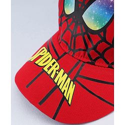 Babyhug Marvel Cotton Woven Summer Cap with Spiderman Graphic Multicolor - Diameter 16 cm