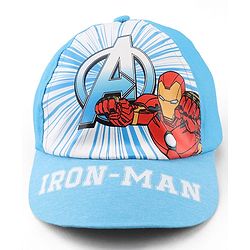Babyhug Marvel Cotton Woven Summer Cap With Avengers Graphics Light Blue - Diameter 15.5 cm