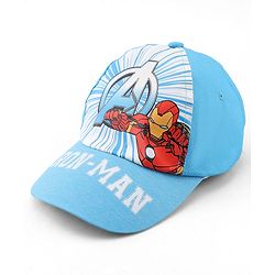 Babyhug Marvel Cotton Woven Summer Cap With Avengers Graphics Light Blue - Diameter 15.5 cm