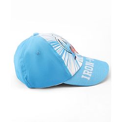 Babyhug Marvel Cotton Woven Summer Cap With Avengers Graphics Light Blue - Diameter 15.5 cm