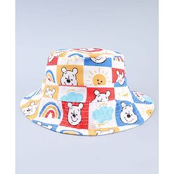 Babyhug Disney Cotton Woven Summer Cap with Winnie the Pooh Print Multicolor - Diameter 23 cm