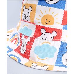 Babyhug Disney Cotton Woven Summer Cap with Winnie the Pooh Print Multicolor - Diameter 23 cm
