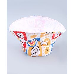 Babyhug Disney Cotton Woven Summer Cap with Winnie the Pooh Print Multicolor - Diameter 23 cm