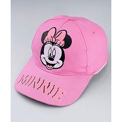 Babyhug Disney Cotton Woven Summer Cap With Minnie Mouse Graphics Pink - Diameter 19 cm