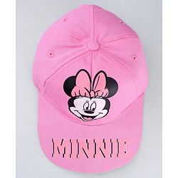 Babyhug Disney Cotton Woven Summer Cap With Minnie Mouse Graphics Pink - Diameter 19 cm