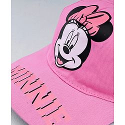 Babyhug Disney Cotton Woven Summer Cap With Minnie Mouse Graphics Pink - Diameter 19 cm