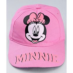 Babyhug Disney Cotton Woven Summer Cap With Minnie Mouse Graphics Pink - Diameter 19 cm