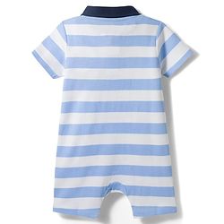 Babyhug Disney 100% Cotton Knit Half Sleeves Romper With Mickey Mouse Graphic & Collar Detailing - Multicolour