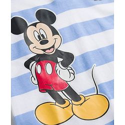 Babyhug Disney 100% Cotton Knit Half Sleeves Romper With Mickey Mouse Graphic & Collar Detailing - Multicolour