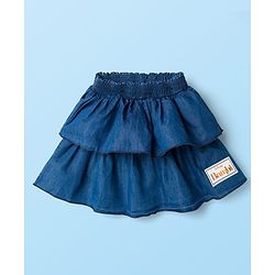 Babyhug Disney Single Jersey Knit Frill Sleeves Top & Skirt Set with Bambi Graphic - Navy Blue & White