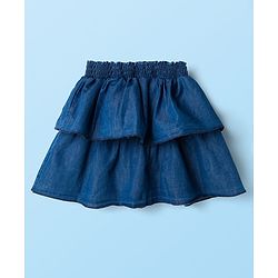 Babyhug Disney Single Jersey Knit Frill Sleeves Top & Skirt Set with Bambi Graphic - Navy Blue & White
