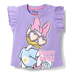 Babyhug Disney Single Jersey Knit Half Sleeves T-Shirt & Shorts Set With Daisy Graphics - Multicolor